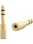6.3 mm Stereo Erkek / 3.5 mm Stereo Dişi Sarı Metal Gold Jack Fiş Çevirici - FKU3291-1824 1