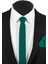 Ekstra Ince Çam Yeşili Renk Düz Slim Fit 4 cm Genişliğinde Kravat Mendil Seti Slim Fit Dar 2
