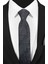 Siyah Zemin Üzerine Lacivert Şal Desenli Mikrofiber Kravat ve Mendil Takımı - 7 cm Modern Kesim 2