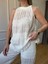 Ekru Halter Yaka Dantel Detay Bluz 3