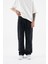 Erkek Oversize Parçalı Desenli Siyah Jean 1