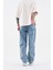 Erkek Patterned And Textured Jean Lıght Blue 5
