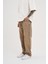 Erkek Oversize Baggy Yıkamalı Dark Beige Jean 2