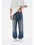 Erkek Ethnical Patterned Jean Dark Blue 1