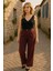 Toka Detaylı Geniş Paça Pantolon Bordo 5