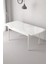 Monera Beyaz 80 x 132 Açılabilen Mdf Masa Metal Ayaklı Mutfak Masası Takımı 4 Cappucino Sandalye 2