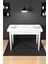 Arven Beyaz Mdf 70X110 Sabit Mutfak Masası Takımı Beyaz Metal Ayak 4 Krem Sandalye 2