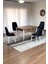 Monera Ceviz 80 x 132 Açılabilen Mdf Masa Metal Ayaklı Mutfak Masası Takımı 4 Siyah Sandalye 1