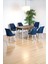 Sera Ceviz 80 x 132 Açılabilen Mdf Masa Beyaz Metal Ayaklı Mutfak Masası 6 Lacivert Sandalye 1