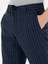 Erkek Lacivert Slim Fit Yün Karışımlı Çizgili Kumaş Pantolon 50273654-VR033 6