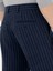Erkek Lacivert Slim Fit Yün Karışımlı Çizgili Kumaş Pantolon 50273654-VR033 7
