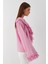 V Yaka Bağcıklı Bluz Pembe 4