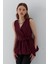 Bağlamalı Kolsuz Bluz Bordo 4