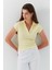 V Yaka Polo Form Basic Bluz Sarı 2