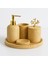 5 Parça Doğal Traverten Banyo Seti – Gold Detaylı 1