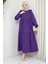 Bebe Yaka Tesettür Elbise Mor 2