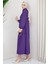 Bebe Yaka Tesettür Elbise Mor 4