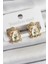 Pirinç Beyaz Mineli Sanatsal Portre Model Gold Renk Kadın Küpe - TJ-BKP10683 1