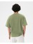 Erkek Açık Yeşil Oversize T-Shirt - Organik Pamuk, Düşük Omuz, Geniş Kalıp, Bisiklet Yaka, Spor Görünüm 2