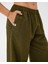 Kadın Haki Easy West Pantolon - Bilek Boy, Paça Pens Detaylı, Keten Karışımı Kumaş, Günlük ve Hafif Spor Pilates / Yoga Kullanım İçin Rahat Pantolon 3