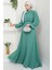 Kuşağı Taşlı Şifon Abiye Elbise Mint HM2668 2