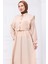 Bolerolu Beli Lastikli Elbise Bej HM2756 2