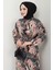 Nare Yaprak Desenli Viskon Elbise Somon HM2682 4