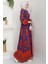 Ferah Desenli Yazlık Viskon Elbise Mor HM2679 4