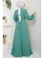 Kuşağı Taşlı Şifon Abiye Elbise Mint HM2668 5