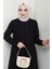 Büyük Beden Boncuklu Taşlı Anne Elbisesi Siyah HM2693 3