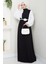 Gül Kemerli Kolları Şifon Abiye Elbise Siyah HM2666 1