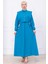 Bolerolu Beli Lastikli Elbise Mavi HM2756 1