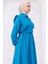 Bolerolu Beli Lastikli Elbise Mavi HM2756 5