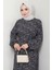 Çıtır Çiçek Desenli Yazlık Viskon Elbise Siyah HM2717 4