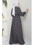Çıtır Çiçek Desenli Yazlık Viskon Elbise Siyah HM2717 5