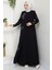 Büyük Beden Lale Taşlı Anne Elbisesi Siyah HM2692 2