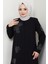 Büyük Beden Lale Taşlı Anne Elbisesi Siyah HM2692 3
