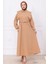 Bolerolu Beli Lastikli Elbise Camel HM2756 1