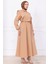 Bolerolu Beli Lastikli Elbise Camel HM2756 3