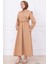 Bolerolu Beli Lastikli Elbise Camel HM2756 4