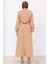Bolerolu Beli Lastikli Elbise Camel HM2756 5