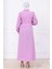 Yandan Bağlamalı Tesettür Elbise Lila HM2753 5
