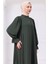 Kolları Lastikli Eva Tesettür Elbise Haki HM2758 4