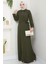 Yandan Bağlamalı Ayrobin Elbise Haki HM2729 4