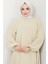 Eva Ayrobin Tesettür Elbise Krem HM2454 2