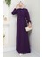 Yandan Bağlamalı Ayrobin Elbise Mor HM2729 1