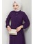 Yandan Bağlamalı Ayrobin Elbise Mor HM2729 2