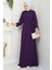 Yandan Bağlamalı Ayrobin Elbise Mor HM2729 4