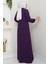 Yandan Bağlamalı Ayrobin Elbise Mor HM2729 5
