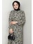 Çiçek Desenli Viskon Elbise Krem HM2683 4